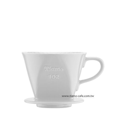 TIAMO 102 硬質白瓷 咖啡濾器組  附量匙滴水盤