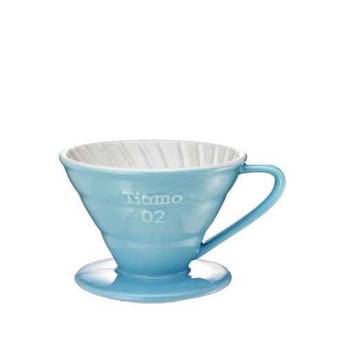 TIAMO V02陶瓷雙色咖啡濾器組 附滴水盤量匙 2-4人